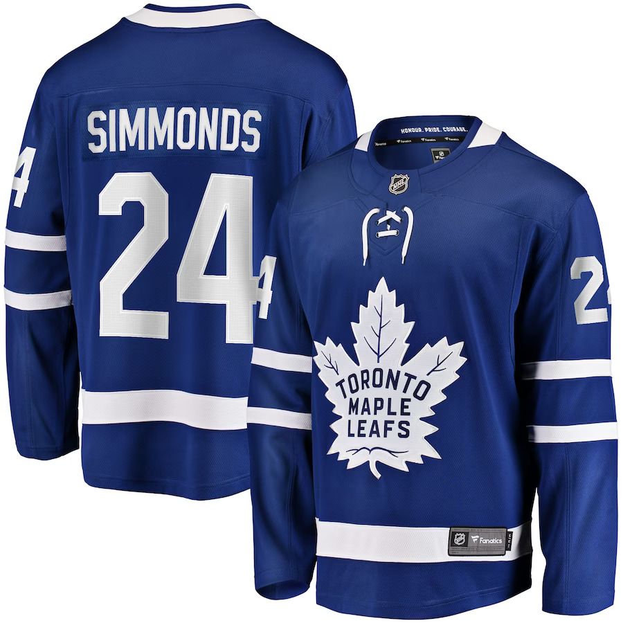 Men Toronto Maple Leafs #24 Wayne Simmonds Fanatics Branded Blue Home Breakaway NHL Jersey